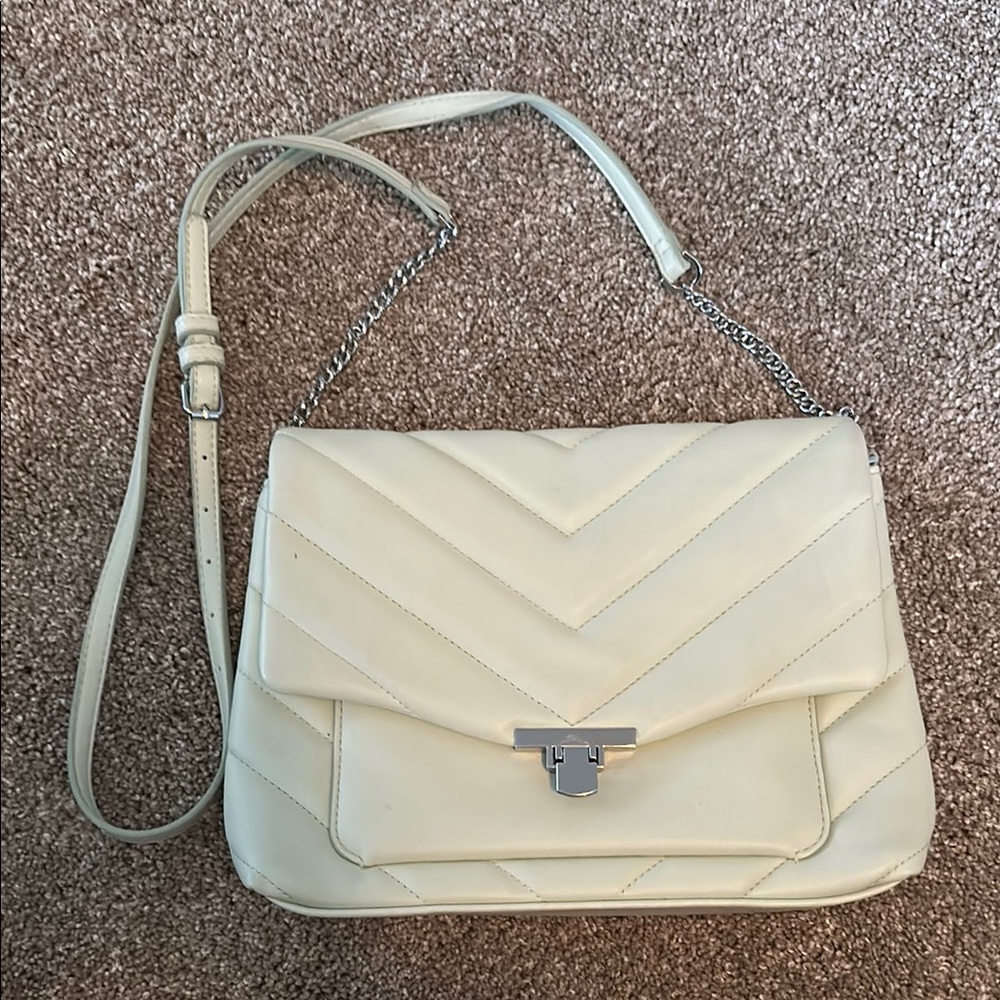 A New Day Pale Seafoam Green Quilted Shoulder Bag with Chevron Pattern